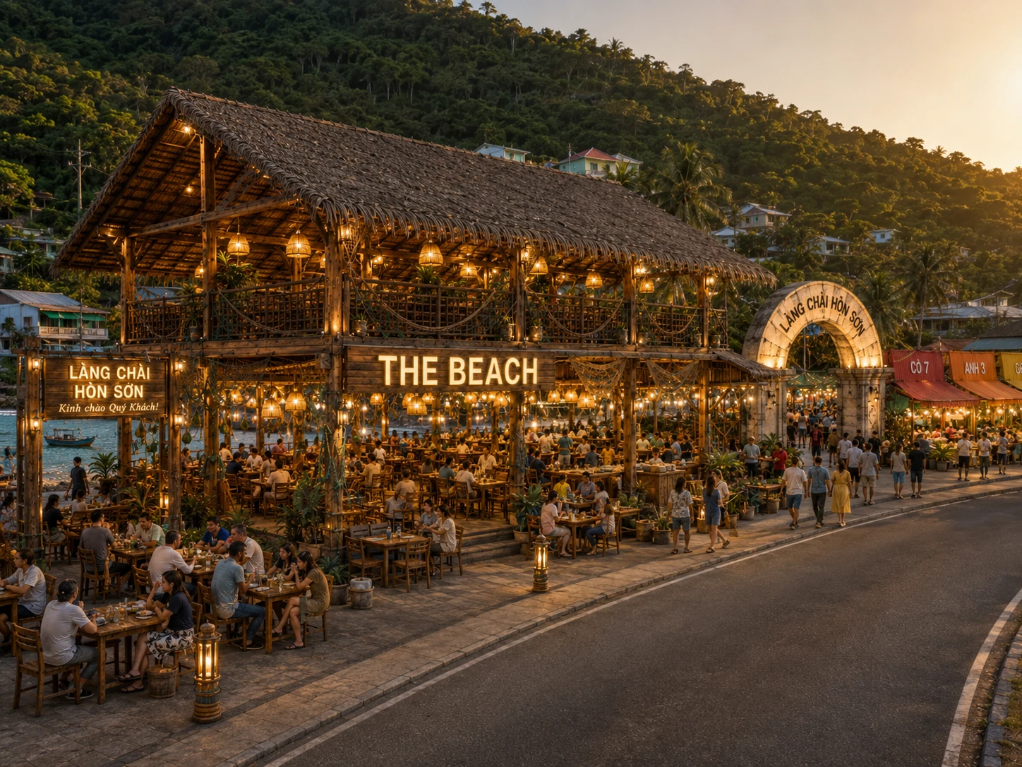 Phối cảnh Nhà hàng The Beach, Làng Chài Bãi Bấc Hòn Sơn