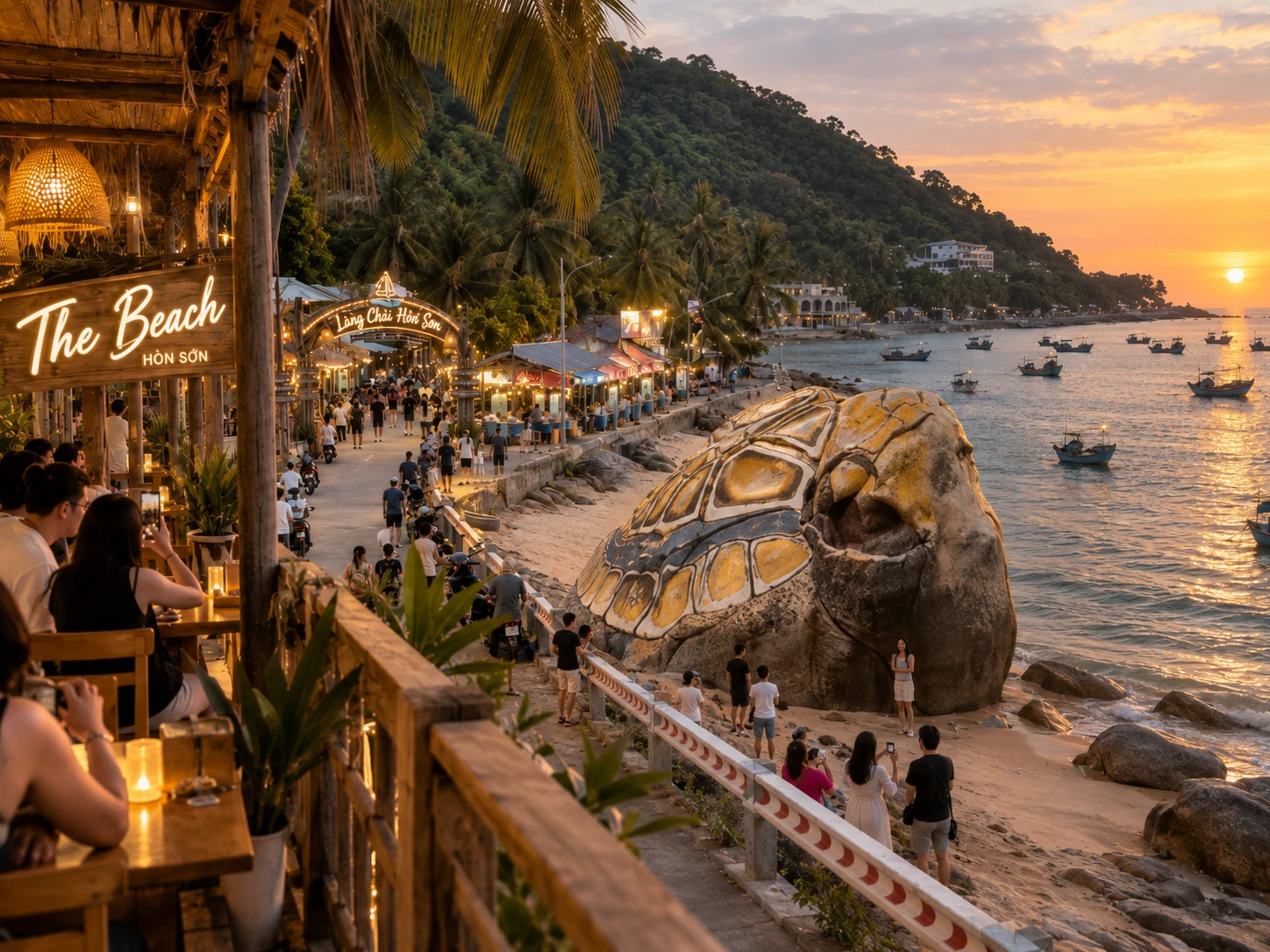 Phối cảnh Cụ Rùa trên bãi cát Bãi Bấc Hòn Sơn